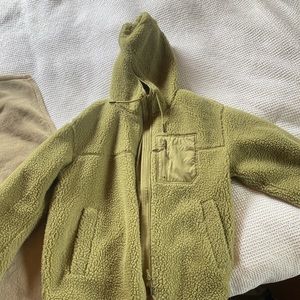 Green boho fuzzy oversized style jacket